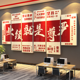 业绩是尊严办公室司墙装饰销售励志标语企业文化电商氛围形象场景