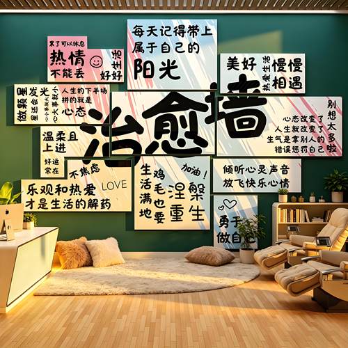 心理咨询室文化布置挂图健康辅导儿童灵驿站墙面装饰画互动治愈系