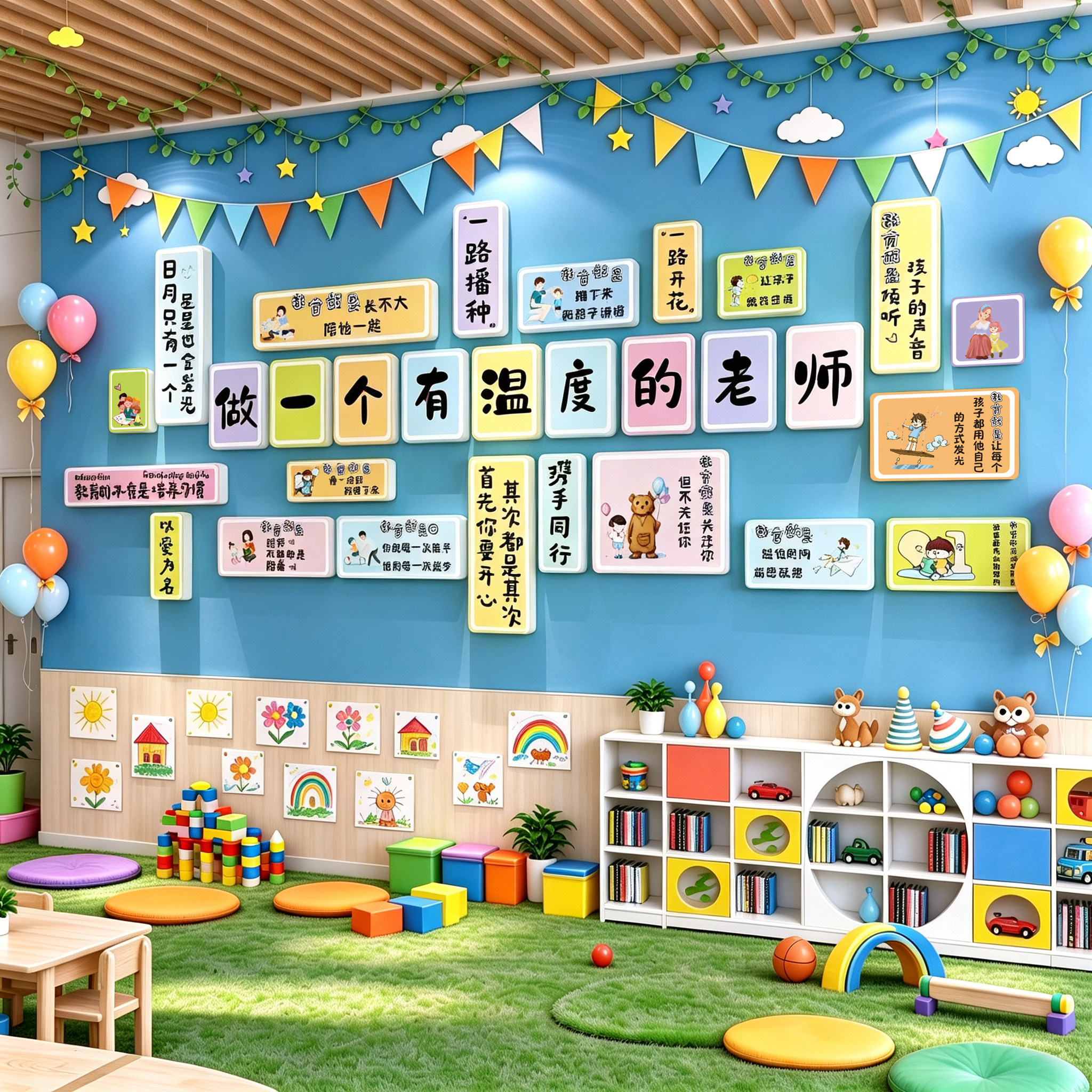 幼儿园环创墙面班级布置办公教室装饰做一个有温度的老师文化墙贴
