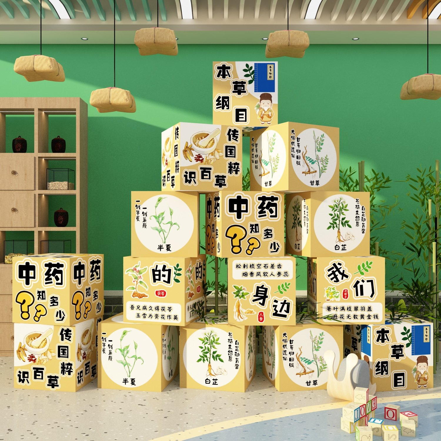 中草药医馆环创图片贴纸画文化幼儿园班教室墙面装饰形象主题成品