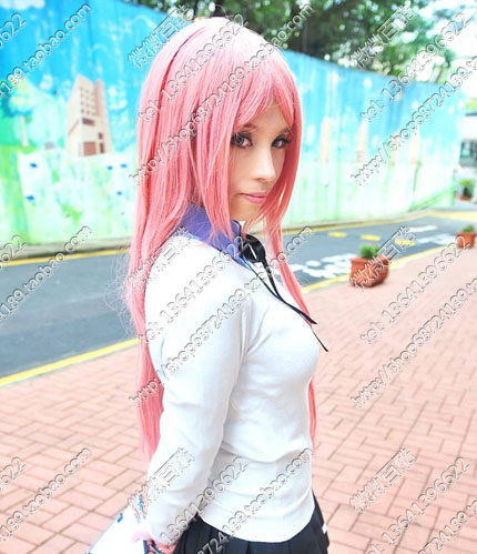 COSplay假发 黑子的篮球 桃井五月 烟粉色100CM长直发 高温丝假发