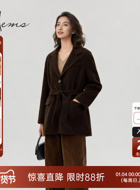 海尔曼斯25冬季新品通勤百搭衣橱高智感西装领羊毛呢外套226R2B48