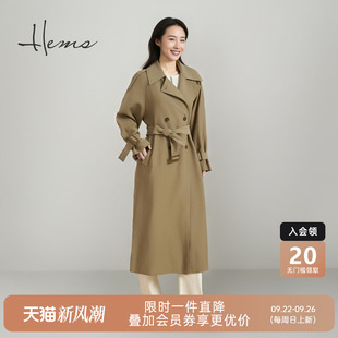 海爾曼斯25秋冬新品 收腰風衣外套女D4613D96 精英衣櫥雙排扣中長款