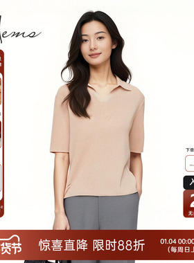 海尔曼斯25春夏新品高智感Polo领呼吸感轻盈桑蚕丝短袖T240A5C6E