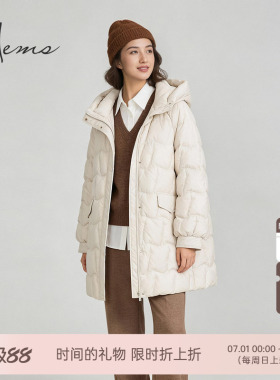 海尔曼斯25冬季新品新年云朵泡芙轻量保暖中长款羽绒服女256A6B82