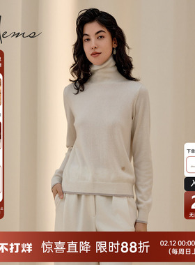海尔曼斯新品通勤休闲山羊绒针织衫经典高领羊绒衫短款240L1D71