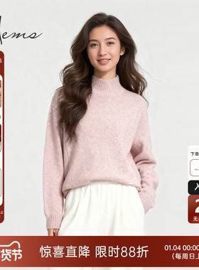 海尔曼斯25秋冬新品精英衣橱经典必入金豆纱半高领羊绒衫250L2B71