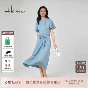 海尔曼斯26夏季新款高智感通勤优雅体制内桑蚕丝连衣裙女D1604C64