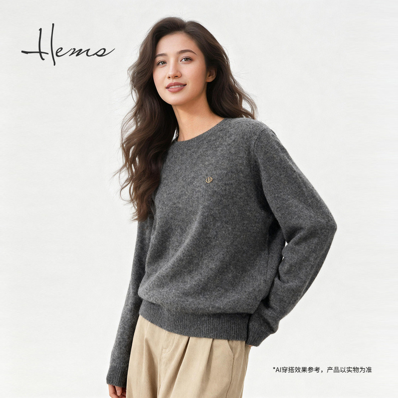 海尔曼斯25秋冬新品26NM/2软糯100%羊绒松弛慵懒感针织衫250N3B71