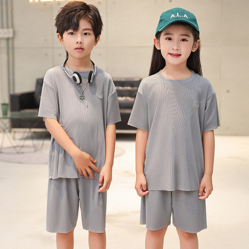 冰丝儿童家居服套装夏季睡衣