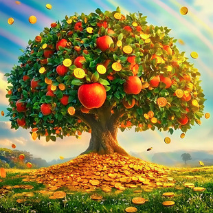 喜庆苹果树新年墙壁装饰画瓷砖美化瑕疵遮挡不透明小图案整张贴纸