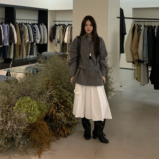 衬衫 韩系复古休闲翻领宽松系腰带显瘦质感长袖 新款 2025秋季