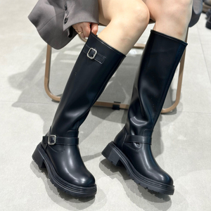 显瘦瘦靴子秋冬2023新款厚底套筒不过膝骑士靴女小个子中高筒长靴