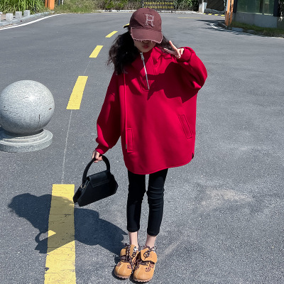 女童卫衣中长款2025秋冬新款外套