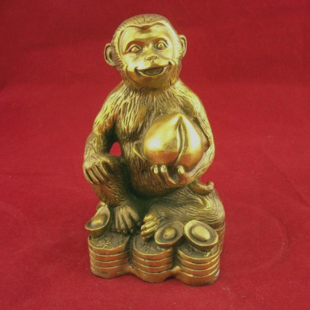 铜猴摆件猴子吃桃金属工艺品家居摆设生肖猴装饰品礼品