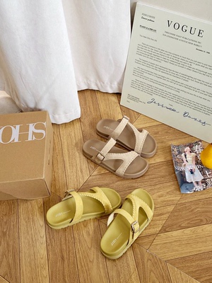 2026夏新款基地5809舒适百搭真皮一字型露趾韩版拖鞋平跟女鞋