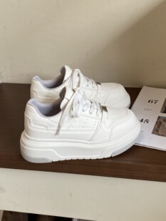 艾模儿23015-29真皮厚底中跟增高系带小白鞋时尚简约休闲鞋女鞋