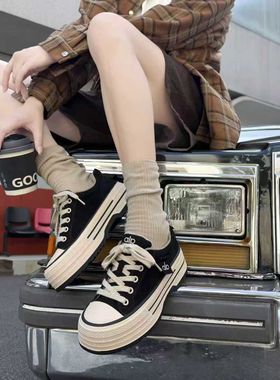 2025冬新款妞8360磨砂皮厚底中跟内里加绒时尚韩版系带休闲鞋女鞋