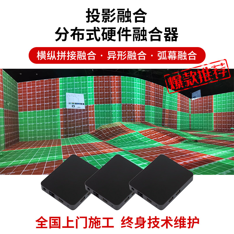 5D全息投影仪硬件融合器4K投影机融合软件多台弧形幕展厅沉浸式CAVE空间环幕融合A1盒子C1边缘融合器软件2K