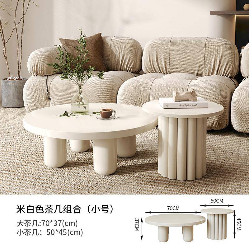 北欧办公室会客接待岩板圆形茶几轻奢现代茶桌客厅家用简约小桌子