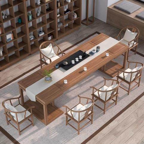 实木茶桌茶台泡茶椅组合轻奢工作台长条桌客厅桌面禅意茶室茶艺桌