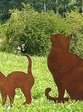 复古风猫雕塑乡村花园铁