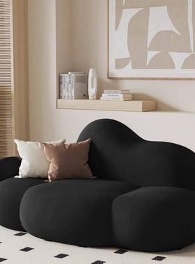 单人云朵小沙发椅卧室奶油风客厅网红云朵阳台黑色设计师懒人沙发