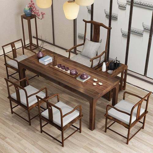 轻奢茶台实木1米8茶桌家用现代简约功夫禅意新中式茶桌椅组合小型