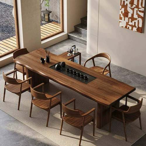 实木茶桌椅组合新中式客厅原木泡茶桌全实木茶几功夫禅意大板茶台