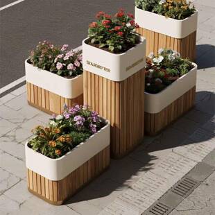 户外长方形铝合金花箱花槽商业街奶茶店门口外摆花架绿植花坛围栏