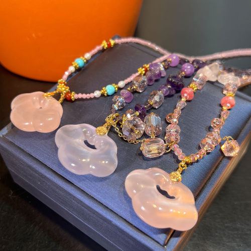 透冰玉髓平安扣手工串珠时尚精致感百搭新中式感项链女