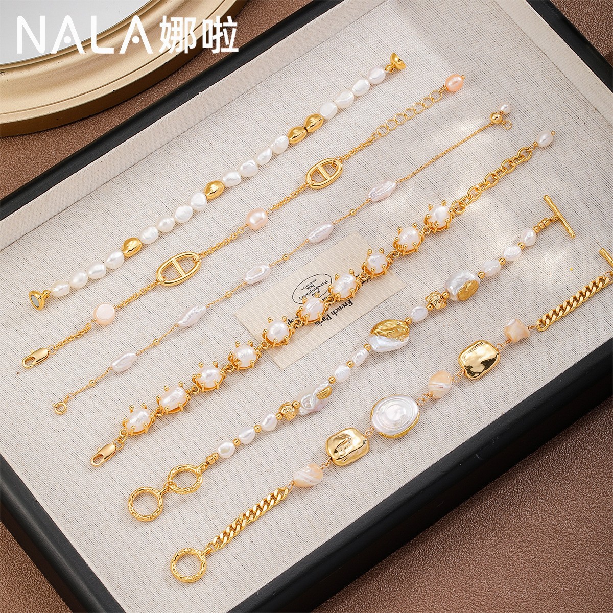 NALA娜啦天然珍珠手链女淡水真珍珠手链不掉色手链女生简约百搭