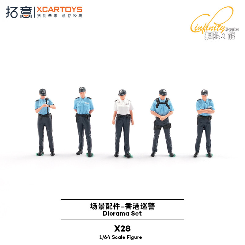 拓意1/64 微缩摄影小人道具 沙盘道具人偶 香港巡警套装