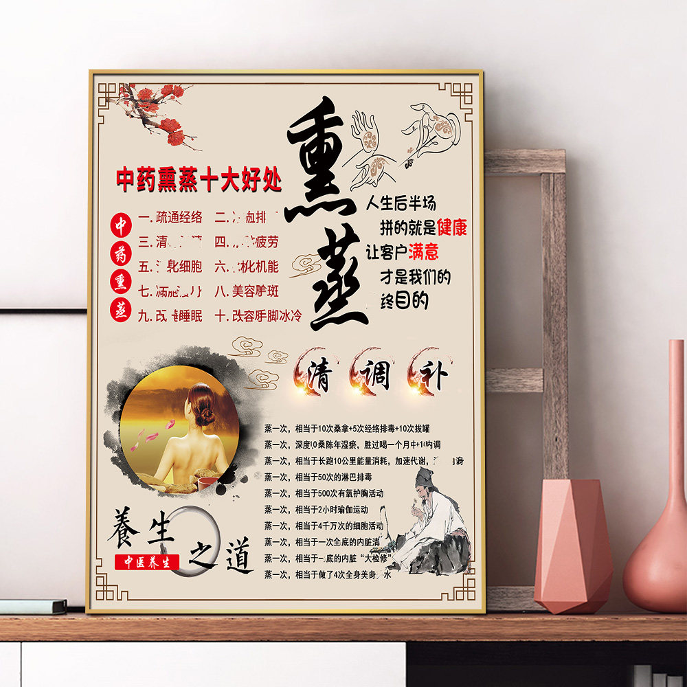 中药熏蒸十大好处广告宣传海报定制美容院薰蒸墙壁装饰kt展板挂画