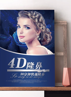 4D隆鼻海报贴纸美容院微整形宣传广告定制医院墙壁装饰画鼻子塑形