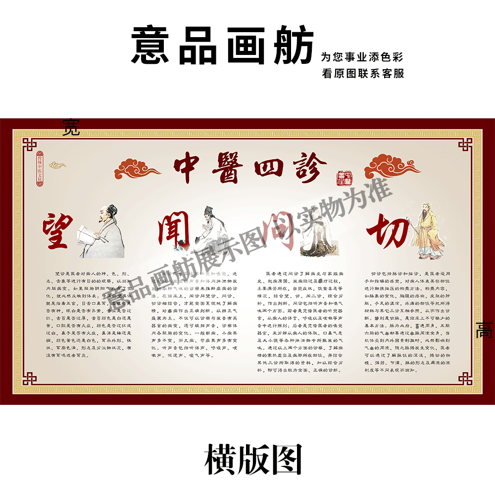 中医四诊 望 闻 问 切海报挂图pp胶贴纸kt板装饰画广告设计宣传单
