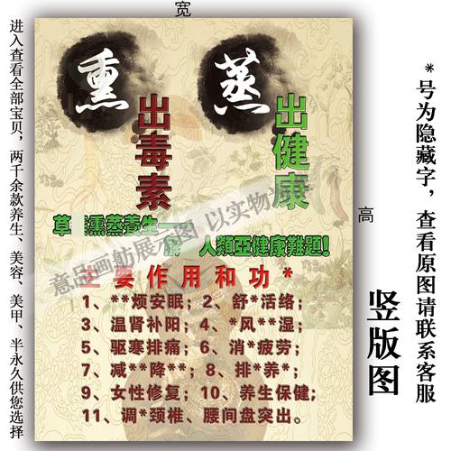 熏蒸作用宣传海报广告写真定制作设计中医院养生美容保健KT板挂图