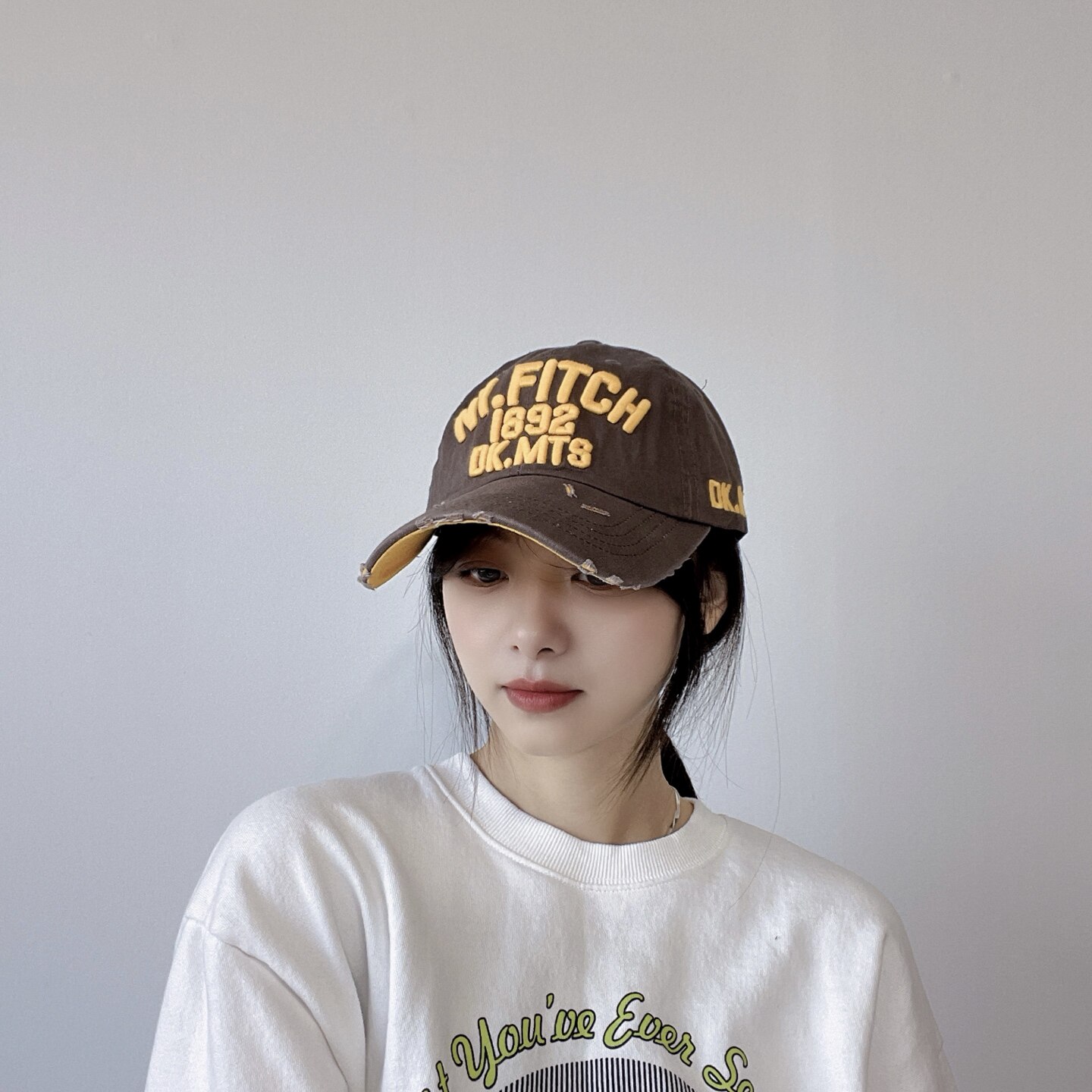 韩代购棒球帽女款遮阳帽侧边英文