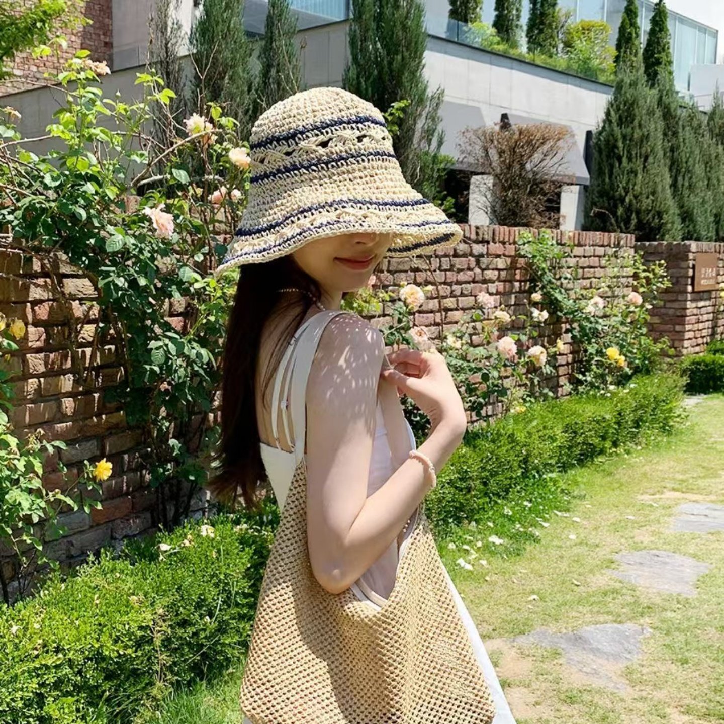 休闲温柔夏百搭韩国东大门条纹帽