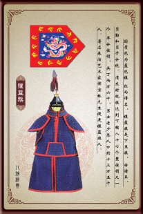 满族装饰画 满清装饰画 满清八旗之镶蓝旗 清朝装饰画
