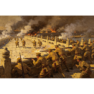 抗日历史油画 七七事变 卢沟桥事变革命战争油画办公室装饰画