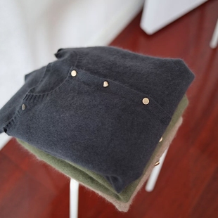 云柔漫步自制拉绒拉毛不同小扣子开衫 外套 拉绒开衫