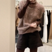 圆舞曲 高级小皮草 拉绒羊毛设计款 冬 马甲 定染纱线背心