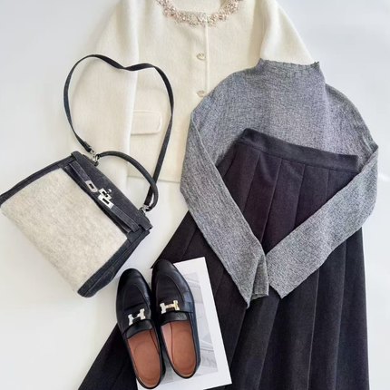 银河旷野  自制独家贝壳扣蕾丝勾花领小香外套 羊绒小香风外套