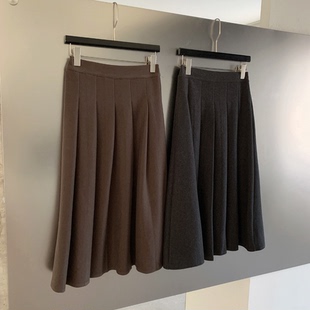 羊毛百褶裙 返场 后腰松紧万能搭配百褶半身裙 经典 赫拉小姐