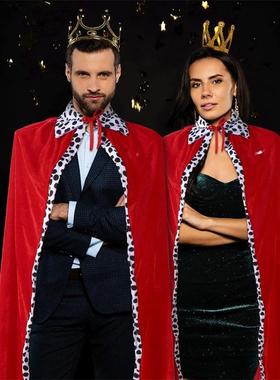 红色豹纹立领披风角色扮演cosplay斗篷舞台演出服万圣节圣诞披肩*