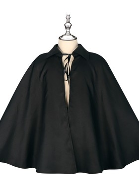 万圣节短款披风中世纪斗篷角色扮演cosplay舞台装酒红色翻领斗篷*