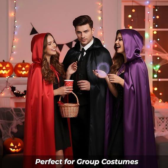 男女通用成人长款披肩中世纪亮面连帽斗篷万圣节披风派对角色扮演