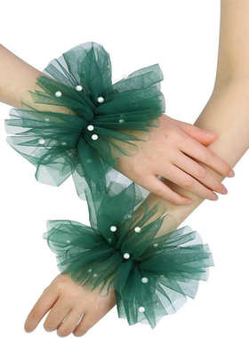 儿童舞蹈演出配饰女童纱巾珍珠手花幼儿表演道具广场舞跳舞手腕花