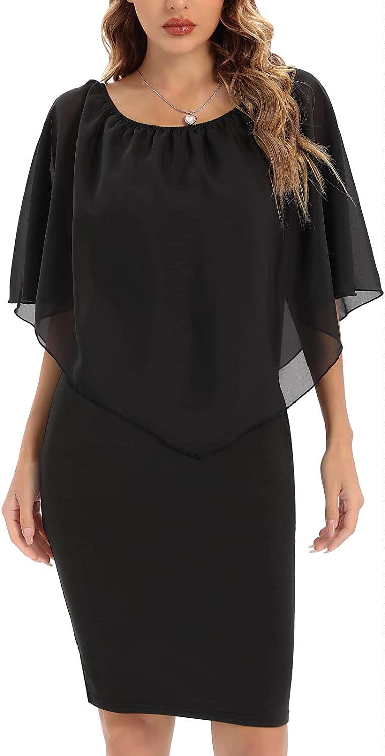 欧美时尚夏季斗篷新款松紧领口雪纺披肩黑色一字肩百搭宽松型上衣